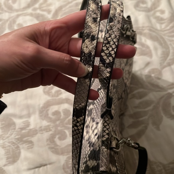 Tory Burch Block T Satchel in Natural Snake Skin